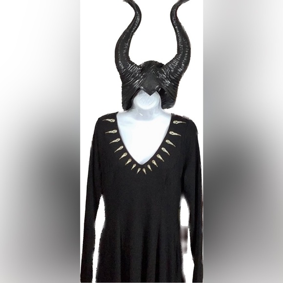 Disney Maleficent Costume M L XL Dress & Head Piece Movie Halloween Villains EUC - Picture 1 of 14